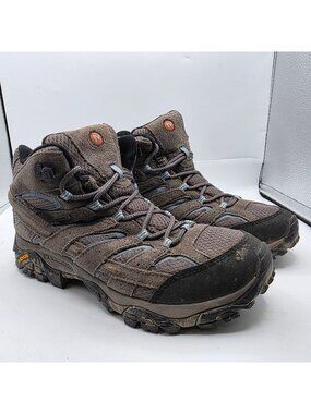 Merrell Moab 2 Mid Womens Size 11 Gray Hiking Shoes Camping Outdoors Vibram